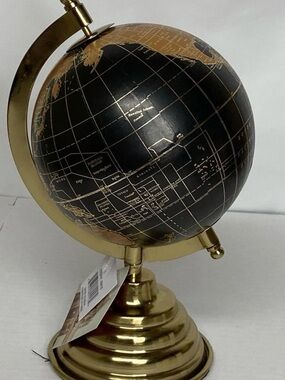 Handcrafted Modern Decorative Globe - Black & Gold Rotating  Desktop/bookcase BN